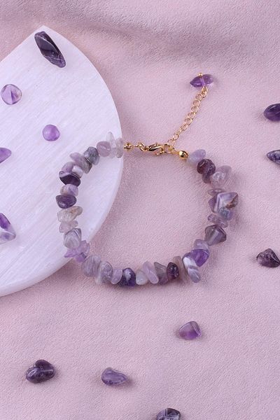 Dünya Doğal Taş Natural Amethyst Stone Women's Bracelet -300184