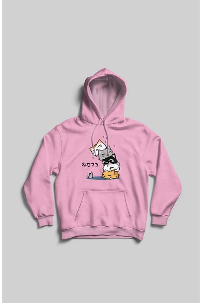 EVIus Φούτερ με κουκούλα με στάμπα Kawaii Cartoon Cat