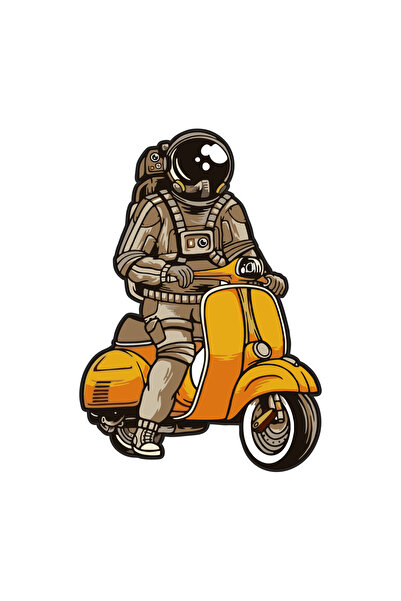Quart Aksesuar 14 x 10 cm Astronot Motorcu Sticker Motor Araba Kask Laptop St...