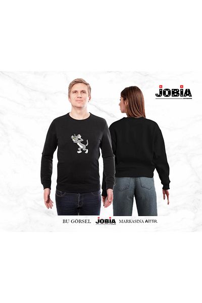 Jobia Outdoors Комплект от 2 части с кръгло деколте и щампи от Том и Джери, с принт на сирене и повдигната талия, за влюбени двойки