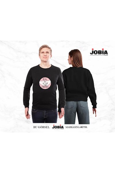 Jobia Outdoors Unisex Real Friends Real Friends Φούτερ με στάμπα Lover Combination Φούτερ 3 κλωστών Σετ 2 τεμαχίων