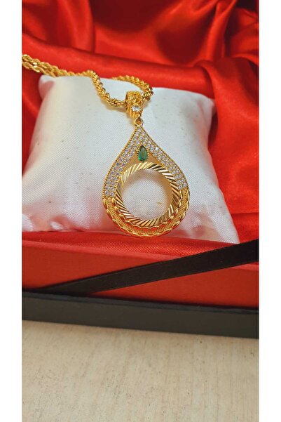 barisiva gold 22 ayar altın kaplama çeyrek takılan kolye 60 cm zinciriyle bir...