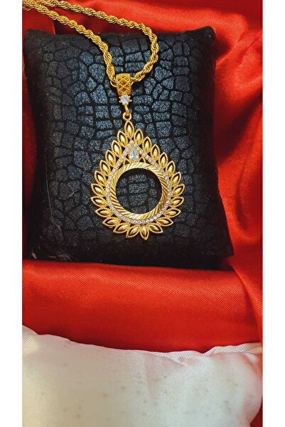 barisiva gold 22 ayar altın kaplama çeyrek takılan kolye 60 cm zinciriyle bir...