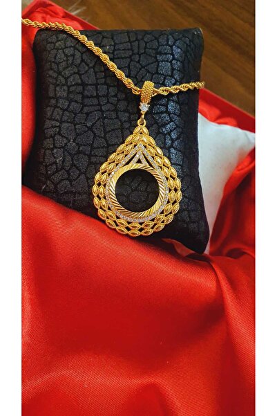 barisiva gold 22 ayar altın kaplama çeyrek takılan kolye 60 cm zinciriyle bir...