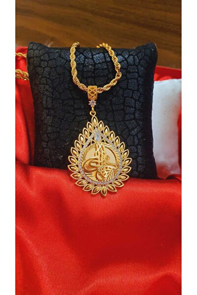 barisiva gold 22 ayar altın kaplama Tuğralı kolye 60 cm zinciriyle birlikte