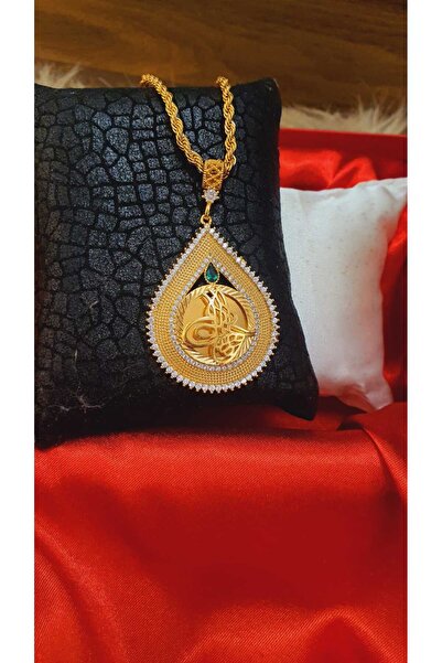 barisiva gold 22 ayar altın kaplama Tuğralı kolye 60 cm zinciriyle birlikte