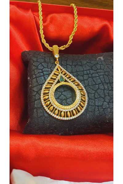 barisiva gold 22 ayar altın kaplama çeyrek takılan kolye 60 cm zinciriyle bir...