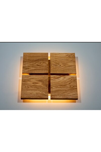 hü ma tasarım ve aksesuar Led Sconce Natural Wood Square Rustic Living Room Wall Sconce Log Sconce 220V