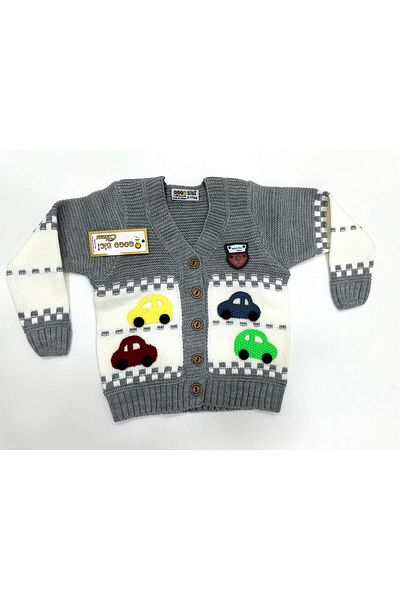 gogo bici Boy's Knitwear Cardigan with Trolley AEÇTH4045