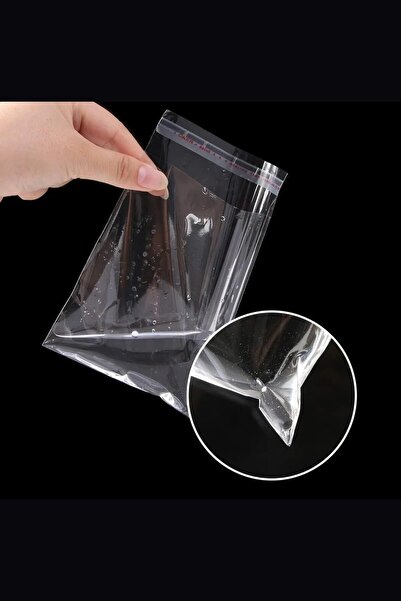 Eliz Party Şeffaf Bantlı 15x35 Cm Parlak Jelatin Poşet 50 Adet Şeffaf Hediye Ceyiz Paketleme Poşeti