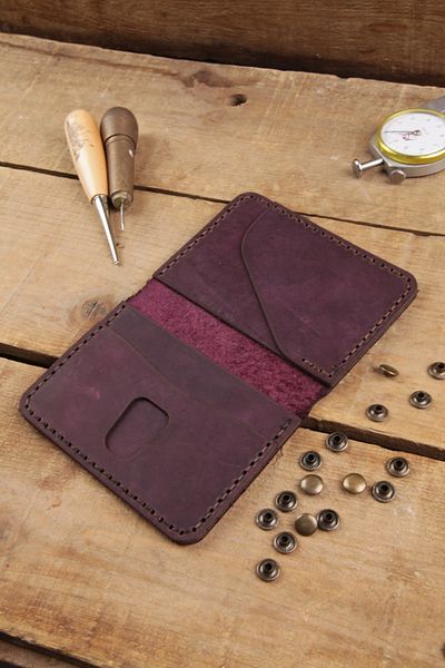 New Coast Leather 1900's Γνήσιο & Πραγματικό Δερμάτινο Χειροποίητο Claret Red Ανδρική Κάρτα