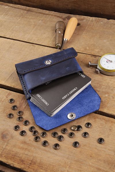 New Coast Leather 1900's Γνήσιο & Πραγματικό Δερμάτινο Χειροποίητο Σκούρο Μπλε Ανδρική Κάρτα