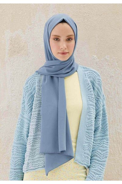 Levidor Women's Plain Medina Silk Light Blue Shawl