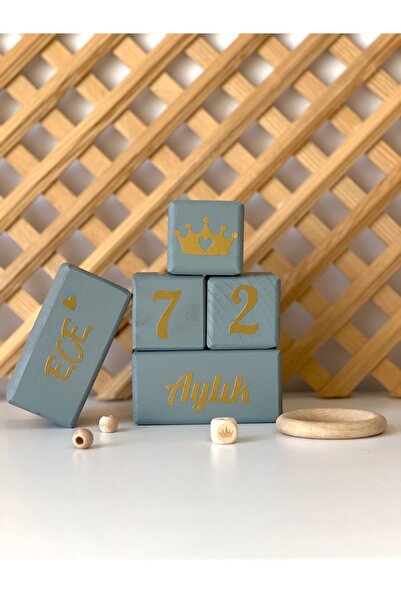 mogokids Isimli Bebek Anne Anı Küpü Dekor Renkli Türkçe 5li Set Isimli Ahşap ...