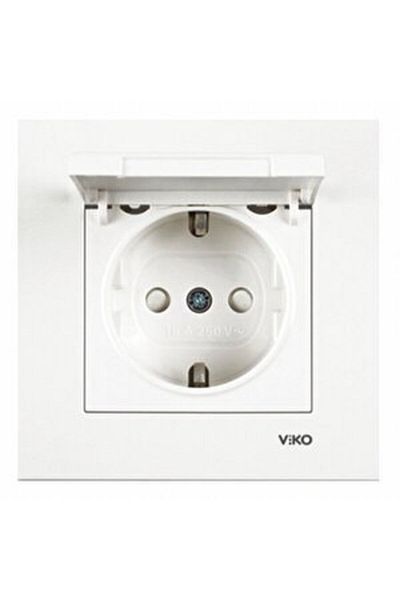 VİKO Karre White Covered Grounded Socket + Frame