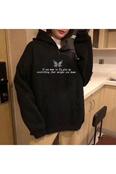 Gofeel إذا كنت تريد سويت شيرت أسود على شكل فراشة 3 خيوط راستر ستريتوير هوديي EZA