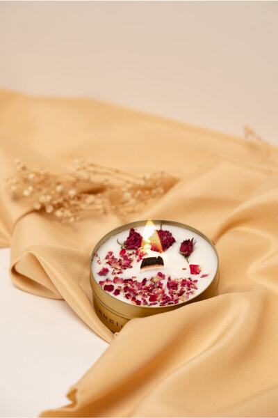 ANCİLLA Dekoratif Hediyelik Dekoratif Soya Mum(WAX) Metal Kutulu Aromaterapi Amber Kokulu Mum 08