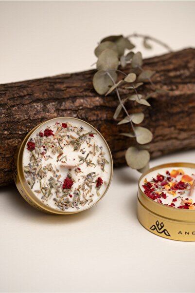 ANCİLLA Dekoratif Hediyelik Soya Mum(WAX) Metal Kutulu Aromaterapi Lavanta Kokulu Mum 02