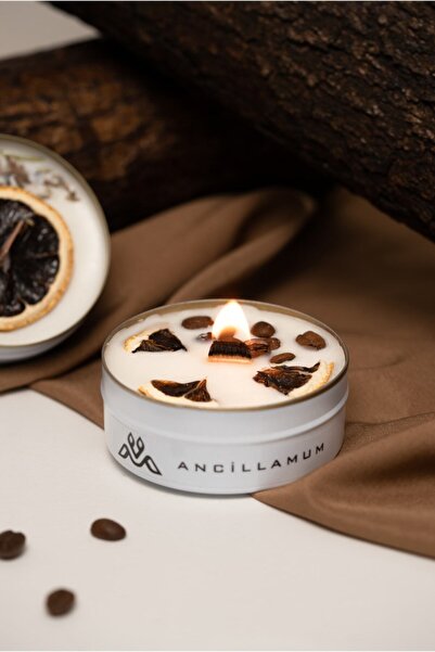 ANCİLLA Dekoratif Hediyelik Soya Mum(WAX) Metal Kutulu Aromaterapi Limon Koku...