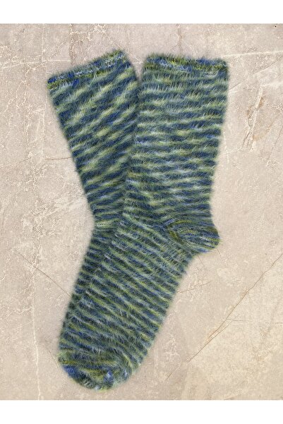 Sky Socks Pachet de 2 șosete de dormit de iarnă din lână moale, parfumate în gradient, albastru-verde