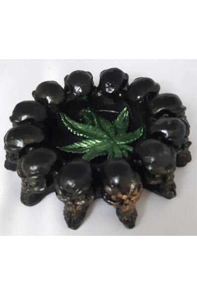 Genel Markalar Eskitme Siyah Renk Kuru kafalı içi Canabis Yapraklı Dekoratif ...
