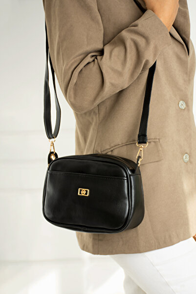 Lifonbag Γυναικεία τσάντα ώμου σε μαύρο μακρύ σταυρό