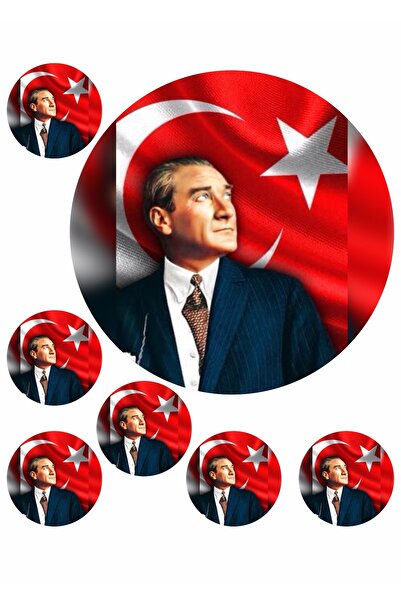 Atölye7Tasarım Atatürk Bayrak Resimli A4 Boyutunda Yenilebilir Süsü Pasta Kurabiye Şeker Hamuru Kağıt Baskısı