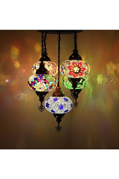 DezHome 5'li Mozaik Sarkıt Avize Otantik Bohem