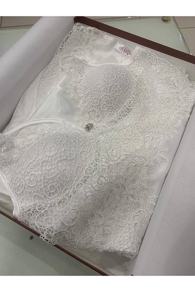Carmella SET PIJAMA DE NOAPTE DE MORANTERĂ 6 BUC. OPȚIUNE DE MĂRIME MARE DE SATIN