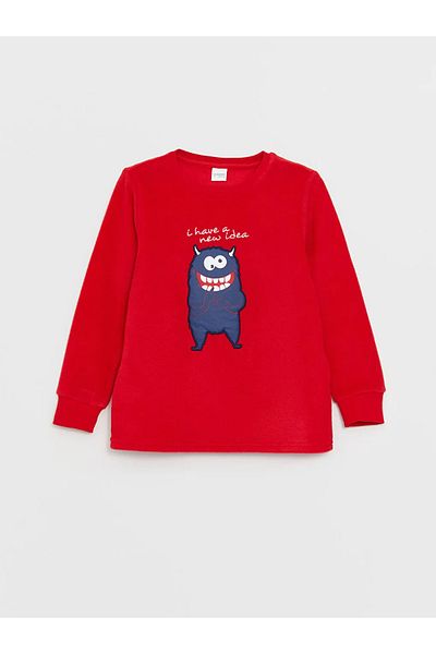 LC Waikiki LCW Kids Crew Neck Embroidered Long Sleeve Boy Pajamas Set