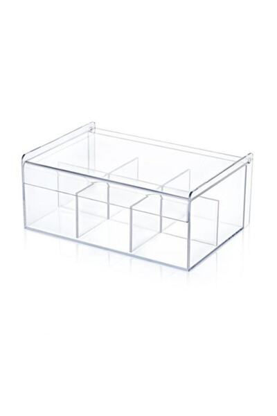 kitchen sense صندوق شاي مكون من 6 أقسام مع حاوية تخزين شاي أعشاب بغطاء