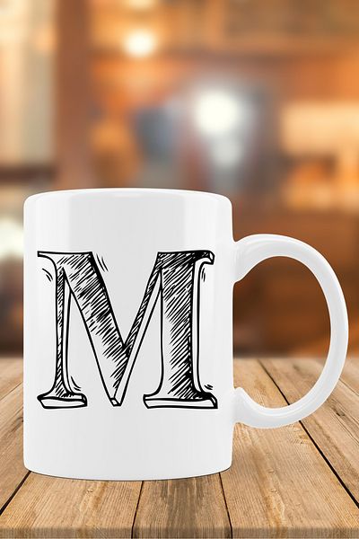Pufi LETTER M WHITE MUG - CHARMING Mug Cup