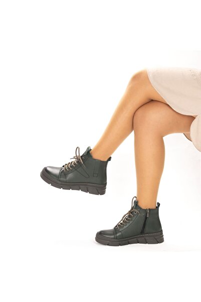 TwoEgoist Γυναικείες αθλητικές μπότες με τακούνι από γνήσιο δέρμα