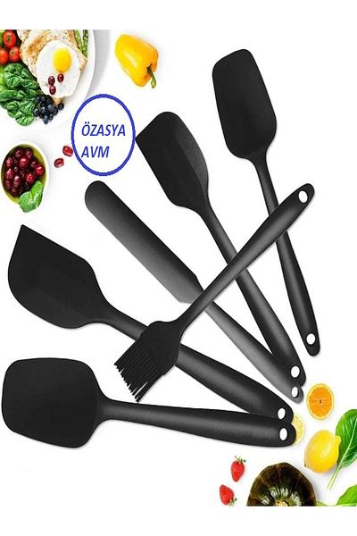 Trendyıldızı Silicone Spatula Set Black 6 Pieces