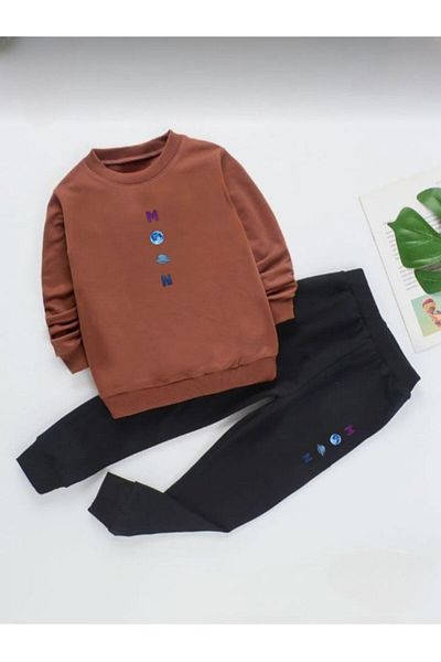 Serays moda Комплект горнище и долнище за момиче/момче с щампа Moon