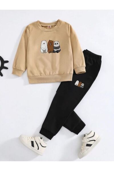 Serays moda We Are Bears printed girls/boys top and bottom tracksuits