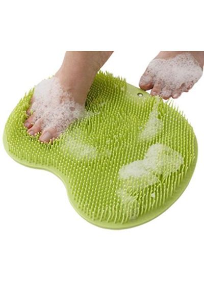 For Prime 2 Pieces Green Bath Scrub Body Washcloth Silicone Bath Shower Foot Mat Back Massage Scrub Pad 2 Pieces