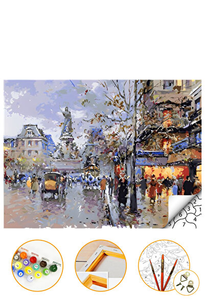 Talehobby Eski Sokaklar - Sayılarla Boyama Seti Kasnağa Gerili 40x50cm Boyalar ve Fırçalar Dahil