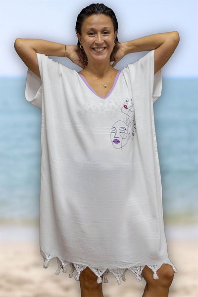 Class Beach Dress Viscose / Cotton Piping Mask Pattern L-XL