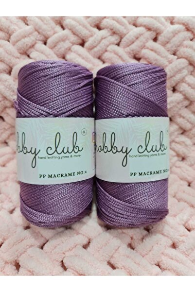 hobby club [2adet] 4 No 200 gr Mürdüm Polyester Makrome Orta Kalın Supla Ve Ç...