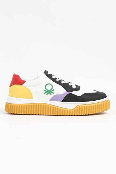 Benetton ® |   BN-31201 - 3379 Alb Negru - Pantofi sport pentru femei