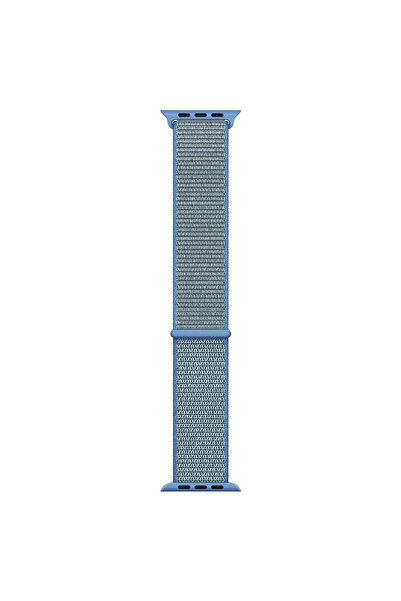Microsonic Apple Watch Series 9 45mm Hasırlı Kordon Woven Sport Loop Mavi