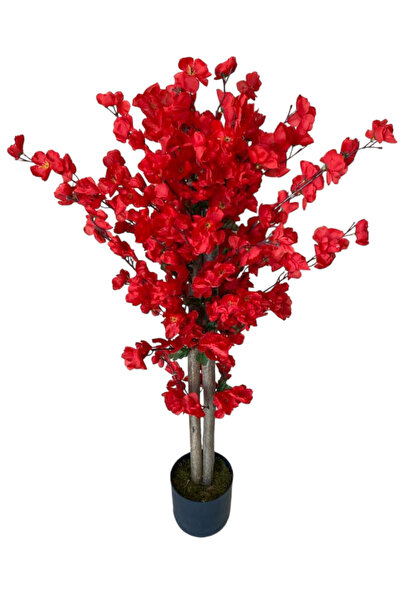 YAPAY ÇİÇEKÇİNİZ Τεχνητό Ιαπωνικό Ανοιξιάτικο Δέντρο σε Μαύρη Γλάστρα Κόκκινο Χρώμα 100 εκ.