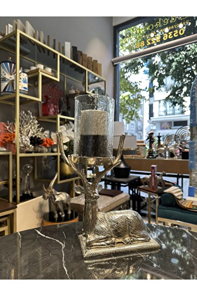 dekorbia Döküm Geyik Mumluk Gümüş