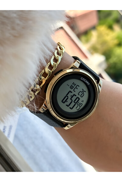 Cockpit Brand, Suitable for Marine Use, Illuminated, with Stopwatch, Black Digital Women's Wristwatch + Bracelet