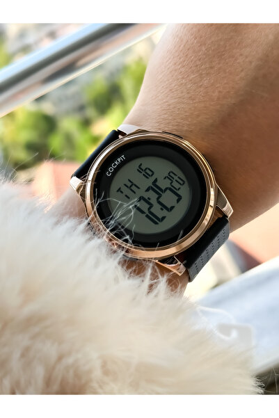 Cockpit Brand, Suitable for Marine Use, Illuminated, with Stopwatch, Black Digital Women's Wristwatch + Bracelet