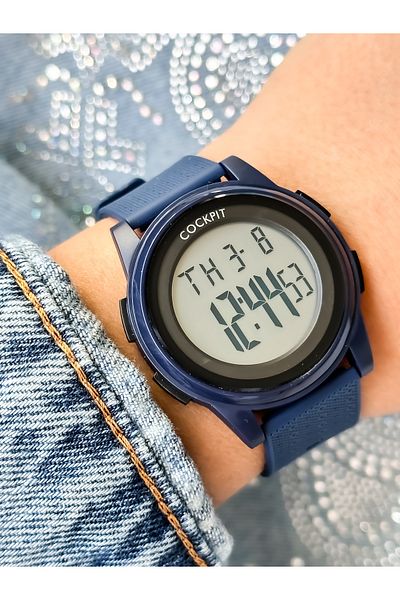 Cockpit Brand, Suitable for Marine Use, Illuminated, with Stopwatch, Black Digital Women's Wristwatch + Bracelet
