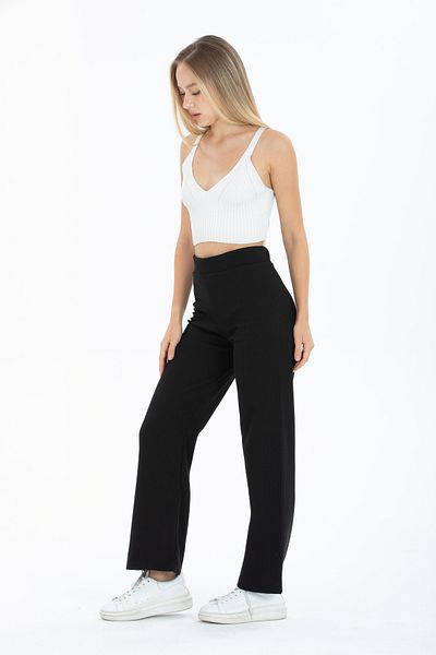 Werox&Jns Relaxed Cut High Waist Stretch Knitted Trousers