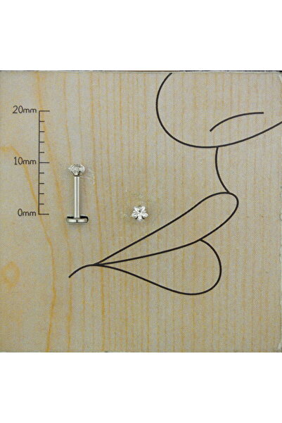 Abuksubukşeyler Cerrahi Çelik Yıldız Zirkon Dudak Piercing 3 Mm