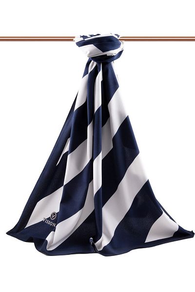 Vissona Γυναικείο Luxury Medina Silk Shawl Navy Blue - Cream